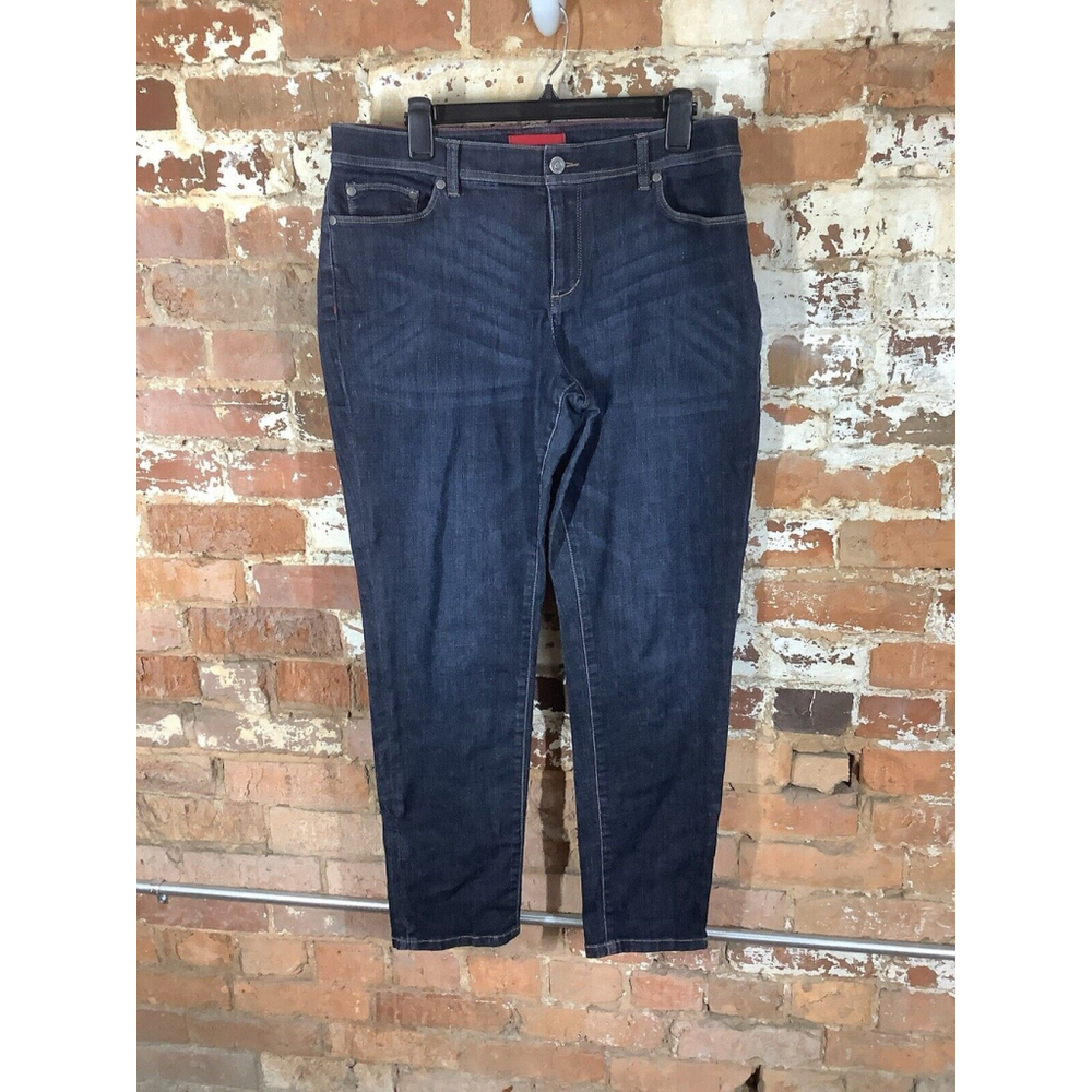 LL Bean Size 14 Classic Fit Denim Straight Leg Jeans Blue Button Zip Cotton